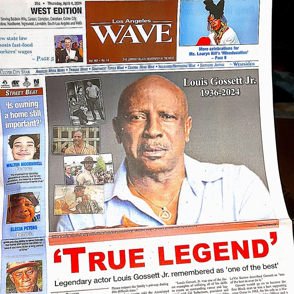 Actor Louis Gossett Jr Passes 1936-2024 LA Wave Newspaper For Framing etc